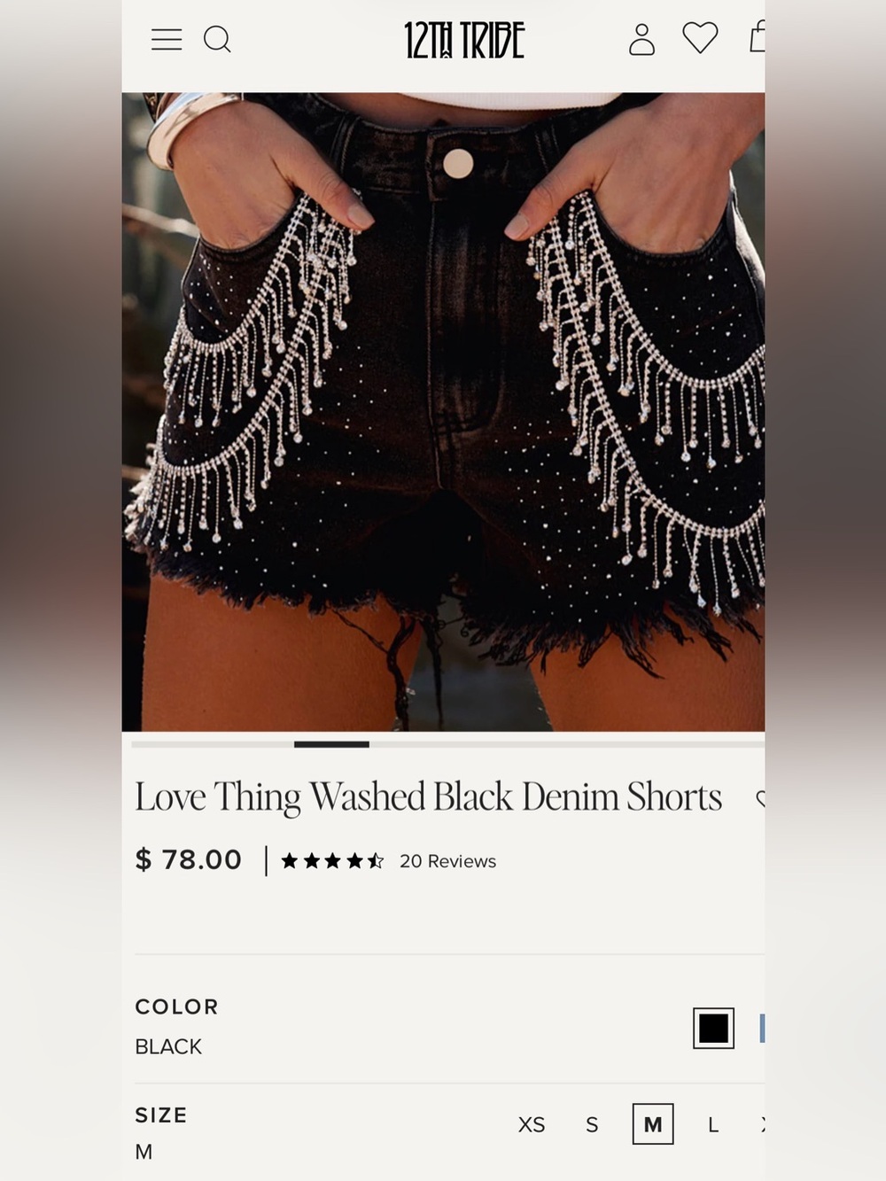 NWT Medium 12th Tribe Love Thing Washed Black Denim Shorts